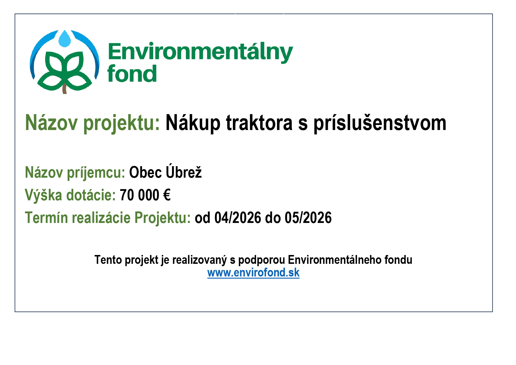 Nákup traktora s príslušenstvom