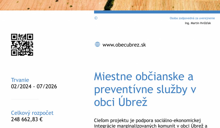 Fotka - Miestne občianske a preventívne služby v obci Úbrež